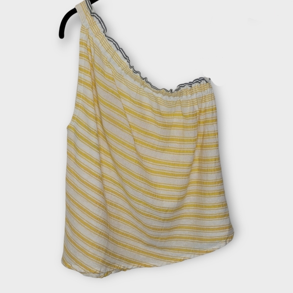 Lemlem Alfie One Shoulder Top M Yellow Striped - Picture 4 of 6